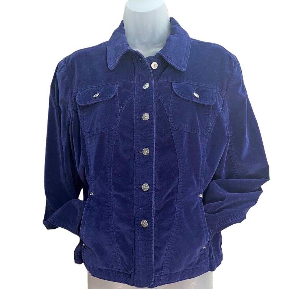 Live a Little Blue Velvet Jacket Women Western Size Petite Large